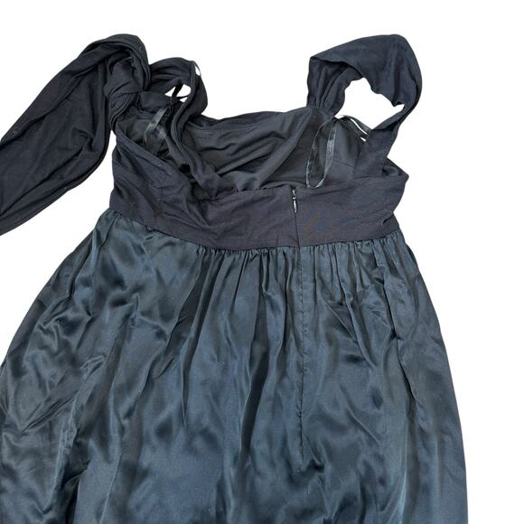 BCBGMaxAzria Black Mini Dress 0 Grecian Draped Bubble Hem Empire Waist Y2K - Picture 5 of 8
